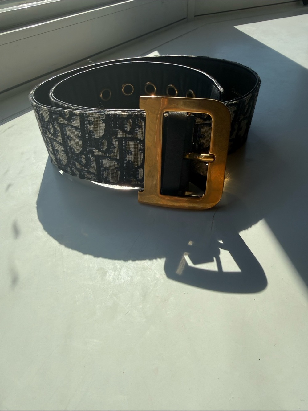 Dior Monogram Canvas Wide oblique Belt with Gold D Buckle - 70cm